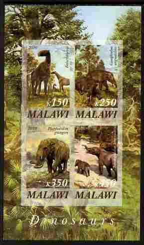 Malawi 2010 Dinosaurs #04 imperf sheetlet containing 4 values unmounted mint, stamps on dinosaurs
