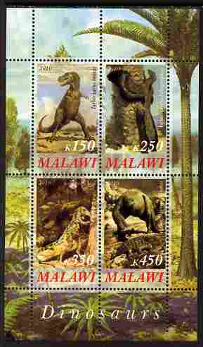 Malawi 2010 Dinosaurs #05 perf sheetlet containing 4 values unmounted mint, stamps on , stamps on  stamps on dinosaurs