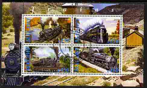 Malawi 2010 Steam Locomotives #03 perf sheetlet containing 4 values fine cto used, stamps on railways