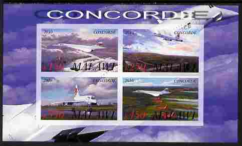 Malawi 2010 Concorde imperf sheetlet containing 4 values unmounted mint, stamps on aviation, stamps on concorde