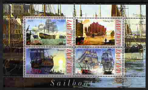Malawi 2010 Tall Ships #03 perf sheetlet containing 4 values unmounted mint, stamps on , stamps on  stamps on ships, stamps on  stamps on 