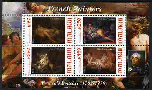 Malawi 2010 Art - French Painters - Boucher perf sheetlet containing 4 values unmounted mint, stamps on arts, stamps on nudes, stamps on boucher
