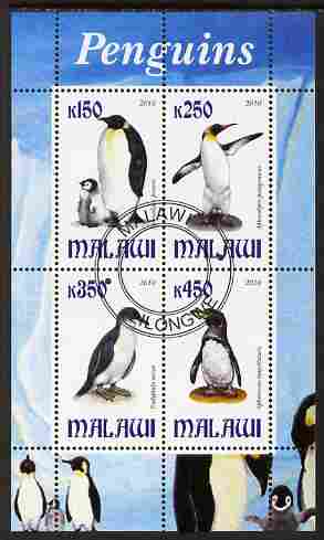 Malawi 2010 Penguins perf sheetlet containing 4 values fine cto used, stamps on , stamps on  stamps on polar, stamps on  stamps on penguins, stamps on  stamps on birds