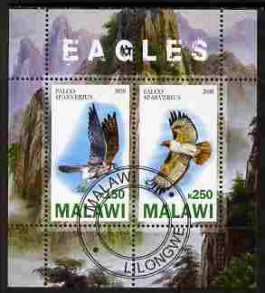 Malawi 2010 Eagles perf sheetlet containing 2 values fine cto used, stamps on eagles, stamps on birds of prey, stamps on birds