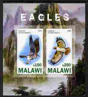 Malawi 2010 Eagles imperf sheetlet containing 2 values unmounted mint, stamps on eagles, stamps on birds of prey, stamps on birds