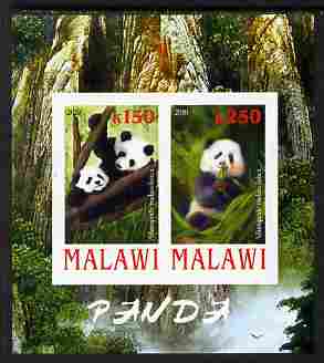 Malawi 2010 Pandas imperf sheetlet containing 2 values unmounted mint, stamps on animals, stamps on pandas, stamps on bears