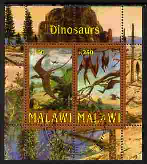 Malawi 2010 Dinosaurs perf sheetlet containing 2 values fine cto used, stamps on dinosaurs