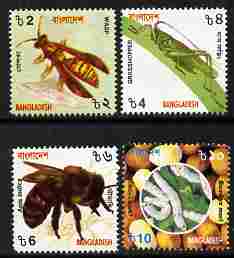 Bangladesh 2000 Insects perf set of 4 unmounted mint SG 758-61, stamps on insects, stamps on bees, stamps on silk, stamps on textiles, stamps on 