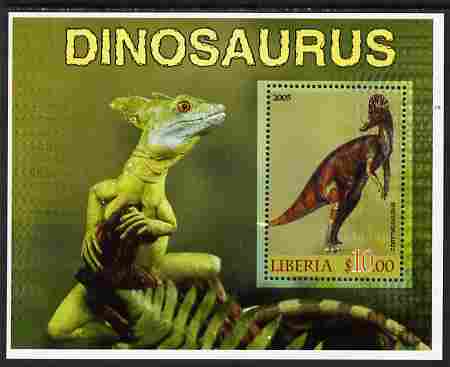 Liberia 2005 Dinosaurs #6 perf souvenir sheet unmounted mint, stamps on dinosaurs