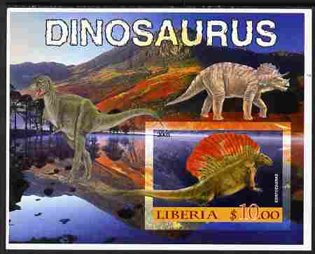 Liberia 2005 Dinosaurs #5 imperf souvenir sheet unmounted mint, stamps on dinosaurs
