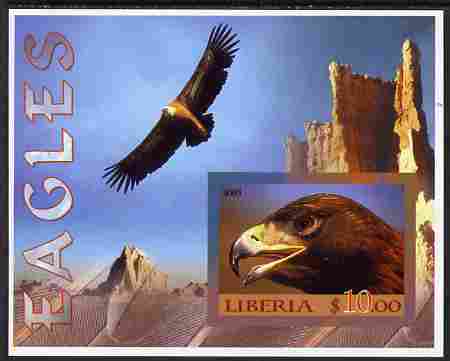 Liberia 2005 Eagles #01 imperf m/sheet unmounted mint, stamps on birds, stamps on eagles, stamps on birds of prey