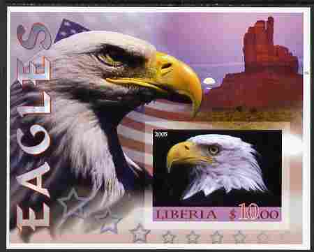 Liberia 2005 Eagles #03 imperf m/sheet unmounted mint, stamps on birds, stamps on eagles, stamps on birds of prey