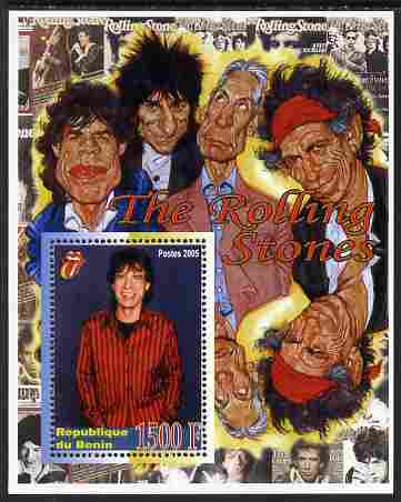 Benin 2005 Rolling Stones perf m/sheet unmounted mint. Note this item is privately produced and is offered purely on its thematic appeal, stamps on personalities, stamps on music, stamps on pops, stamps on rock