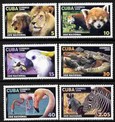 Cuba 2008 National Zoo perf set of 6 unmounted mint, stamps on animals, stamps on zoos, stamps on flamingos, stamps on lions, stamps on zebras, stamps on crocodiles, stamps on parrots, stamps on bears, stamps on zebra