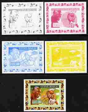 Guinea - Bissau 2007 Sportsmen of the Century - Michael Jordan individual deluxe sheet - the set of 5 imperf progressive proofs comprising the 4 individual colours plus a..., stamps on personalities, stamps on sport, stamps on basketball