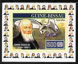 Guinea - Bissau 2007 Ornithologists #3 - John Gould individual imperf deluxe sheet unmounted mint. Note this item is privately produced and is offered purely on its thematic appeal, as Yv 2316, stamps on personalities, stamps on birds, stamps on birds of prey, stamps on owls