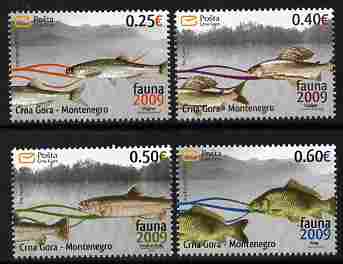 Montenegro 2009 Fish perf set of 4 unmounted mint , stamps on fish