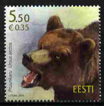 Estonia 2009 Brown Bear 5k50 unmounted mint , stamps on animals, stamps on bears