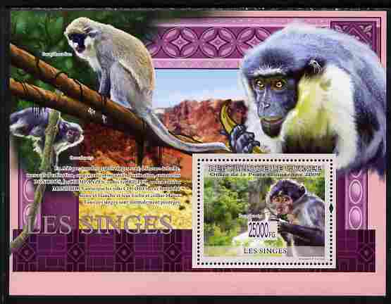 Guinea - Conakry 2009 Monkeys perf s/sheet unmounted mint, stamps on animals, stamps on monkeys, stamps on apes