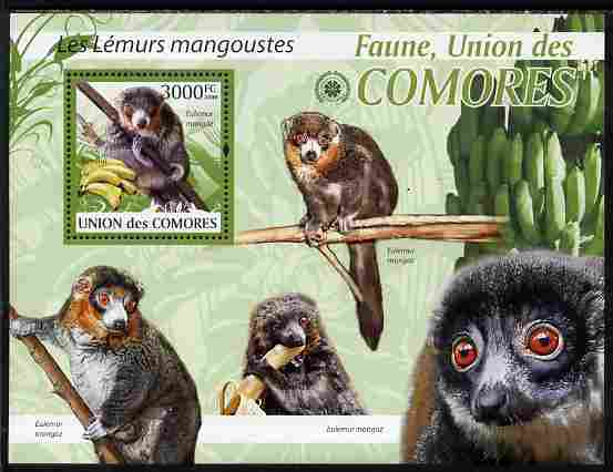 Comoro Islands 2009 Mongoose Lemur perf s/sheet unmounted mint Yv 194, stamps on animals, stamps on mongoose, stamps on lemurs