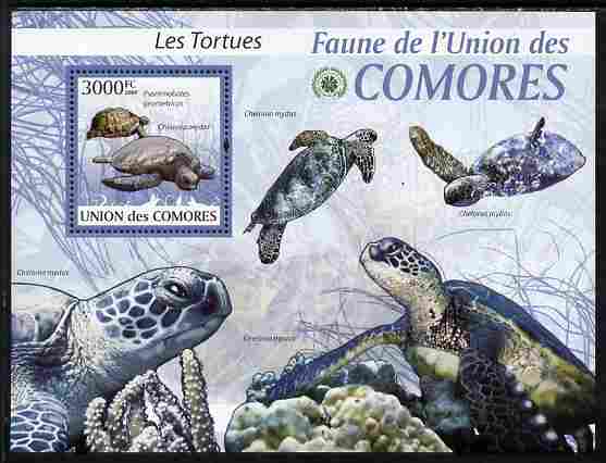 Comoro Islands 2009 Turtles perf s/sheet unmounted mint Yv 195, stamps on animals, stamps on turtles, stamps on reptiles