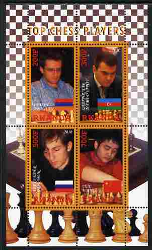 Rwanda 2010 Top Chess Players #2 perf sheetlet containing 4 values unmounted mint, stamps on chess