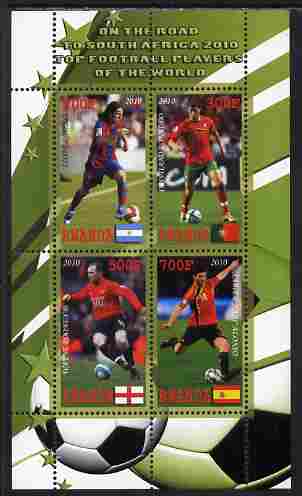Rwanda 2010 Football World Cup - FIFA Top Players #1 perf sheetlet containing 4 values unmounted mint, stamps on football