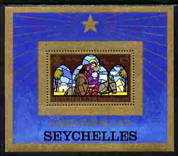 Seychelles 1979 Christmas Stained Glass Window m/sheet unmounted mint, SG MS461, stamps on christmas, stamps on stained glass