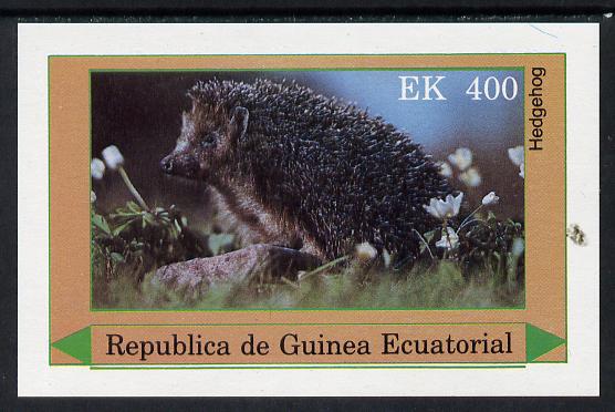 Equatorial Guinea 1977 European Animals (Hedgehog) 400ek imperf m/sheet unmounted mint, stamps on animals, stamps on hedgehogs