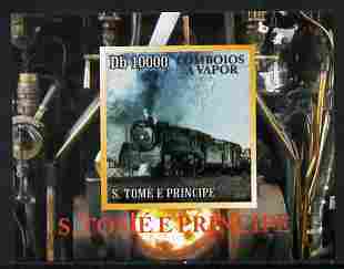 St Thomas & Prince Islands 2010 African Steam Trains #1 individual imperf deluxe sheetlet unmounted mint. Note this item is privately produced and is offered purely on its thematic appeal , stamps on railways