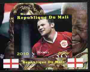 Mali 2010 Football World Cup - Rooney with Nelson Mandela in background individual imperf deluxe sheetlet unmounted mint. Note this item is privately produced and is offered purely on its thematic appeal , stamps on personalities, stamps on football, stamps on mandela, stamps on nobel, stamps on peace, stamps on racism, stamps on human rights