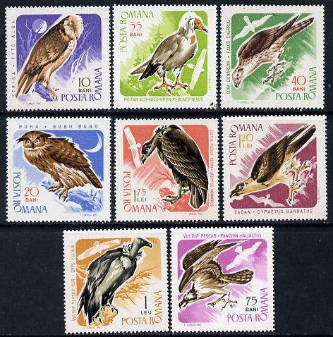 Rumania 1967 Birds of Prey set of 8 unmounted mint, SG 3442-49,  Mi 2568-75, stamps on birds, stamps on birds of prey, stamps on osprey