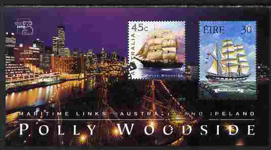 Australia & Ireland 1999 Joint Issue perf m/sheet depicting Polly Woodside with Stamp World Expo logo fine used SG MS 1850, stamps on , stamps on  stamps on ships, stamps on  stamps on stamp exhibitions