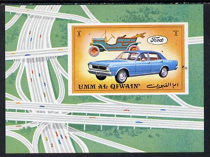 Umm Al Qiwain 1972 Cars (Vintage & Modern) imperf m/sheet, Mi BL 643 , stamps on cars    ford