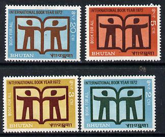 Bhutan 1972 International Book Year set of 4 unmounted mint, SG 266-69, stamps on literature    education    books
