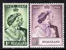 Nyasaland 1948 KG6 Royal Silver Wedding set of 2 mounted mint SG161-2, stamps on , stamps on  kg6 , stamps on royalty, stamps on silver wedding