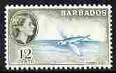 Barbados 1964-65 Flying Fish 12c (wmk Block CA) unmounted mint, SG 315, stamps on fish