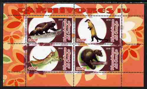 Congo 2010 Carnivores #4 perf sheetlet containing 4 values unmounted mint, stamps on animals, stamps on 