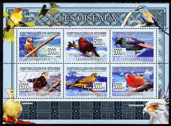 Guinea - Conakry 2009 Fauna - Birds perf sheetlet containing 6 values unmounted mint , stamps on birds, stamps on birds of prey