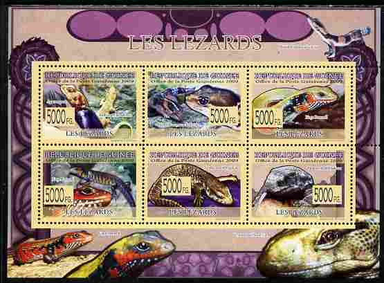 Guinea - Conakry 2009 Fauna - Lizards perf sheetlet containing 6 values unmounted mint , stamps on , stamps on  stamps on animals, stamps on  stamps on reptiles, stamps on  stamps on lizards