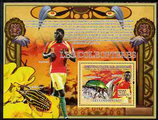 Guinea - Conakry 2009 Fauna - Beetles & Footballers perf s/sheet unmounted mint , stamps on insects, stamps on beetles, stamps on football