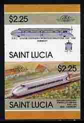 St Lucia 1986 Locomotives #5 (Leaders of the World) $2.25 Von Kruckenburg Rail Car  se-tenant pair imperf from limited printing unmounted mint as SG 870a, stamps on railways