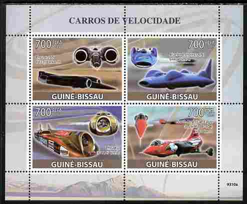 Guinea - Bissau 2009 Fastest Cars perf sheetlet containing 4 values unmounted mint Yv 2938-41, Mi 4275-78, stamps on cars, stamps on 