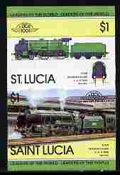 St Lucia 1983 Locomotives #1 (Leaders of the World) $1 Schools Class 'Eton' 4-6-0 se-tenant pair imperf from limited printing unmounted mint as SG 661a, stamps on railways