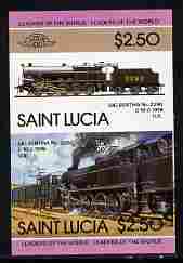 St Lucia 1985 Locomotives #4 (Leaders of the World) $2.50 'Big Bertha 0-10-0' se-tenant pair imperf from limited printing unmounted mint as SG 830a, stamps on railways