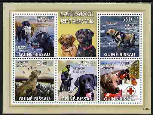 Guinea - Bissau 2009 Dogs - Labrador Retrievers perf sheetlet containing 5 values unmounted mint Yv 3001-3005, stamps on , stamps on  stamps on dogs, stamps on  stamps on hunting