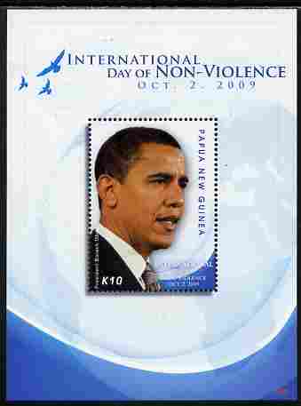 Papua New Guinea 2009 International Day of Non-Violence perf s/sheet unmounted mint, stamps on personalities, stamps on nobel, stamps on peace, stamps on usa presidents, stamps on american, stamps on masonics, stamps on masonry, stamps on obama