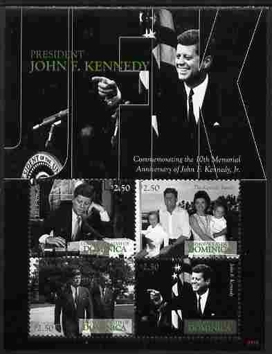 Dominica 2009 John F Kennedy Memorial perf sheetlet containing 4 values unmounted mint, stamps on personalities, stamps on , stamps on kennedy, stamps on usa presidents, stamps on americana