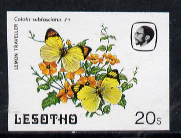 Lesotho 1984 Butterflies Lemon Traveller 20s imperf proof with background colour omitted, stamps on butterflies