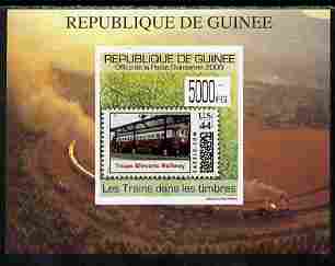 Guinea - Conakry 2009 Trains on Stamps #2 individual imperf deluxe sheetlet unmounted mint. Note this item is privately produced and is offered purely on its thematic appeal , stamps on stamp on stamp, stamps on stamponstamp, stamps on railways